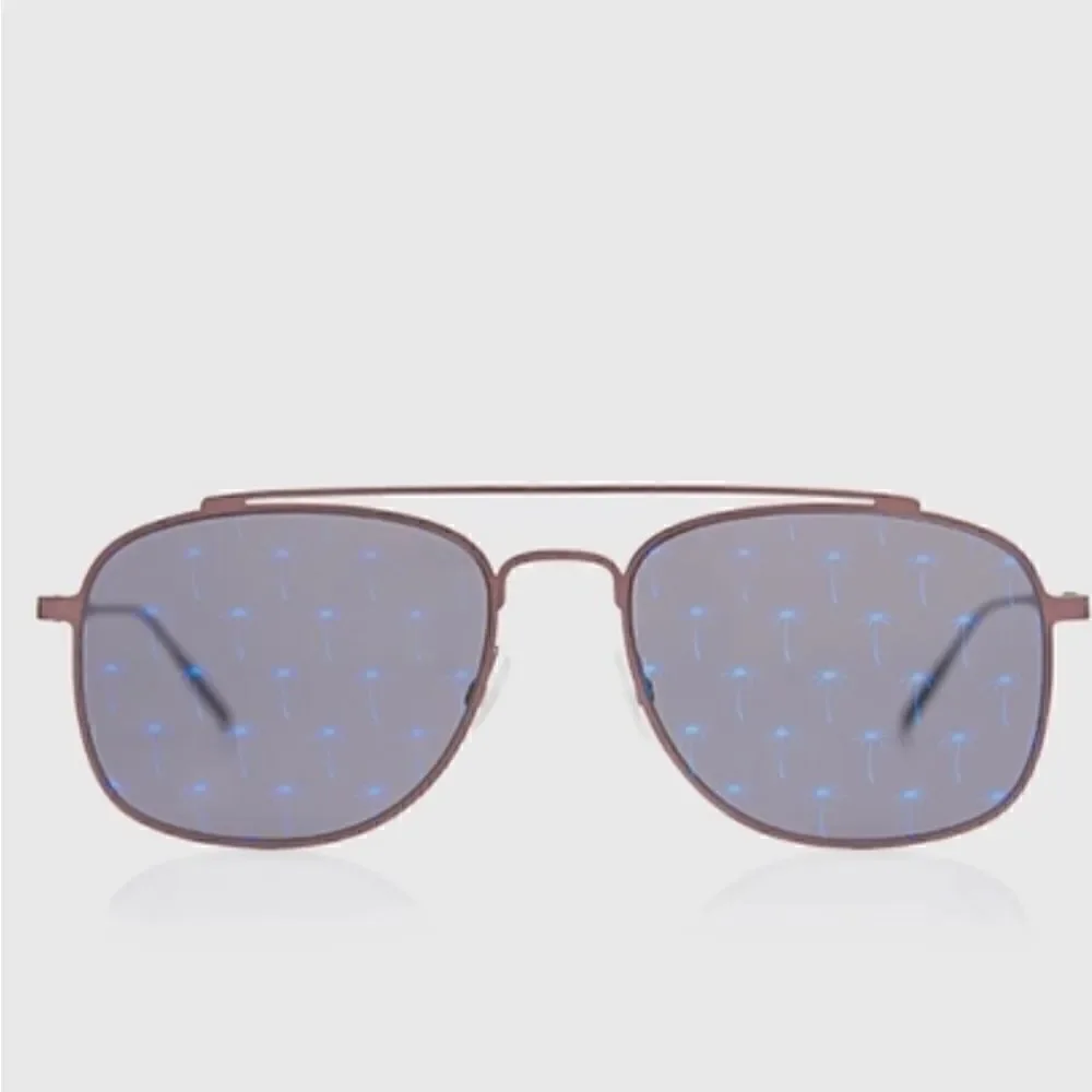 Tomas Maier Rubber Blinders Palm Tree Printed Mirrored Aviator Sunglasses $540